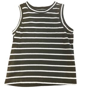 LOFT Olive Green and white Striped 100% Cotton Tank Top